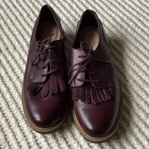 Clarks Women's Dark Burgundy Leather Loafers
